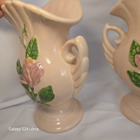 Vintage Hull Art 6 1/2 Inch Vases Pink Floral (Set Of 2) Made In USA - Picture 4 of 12